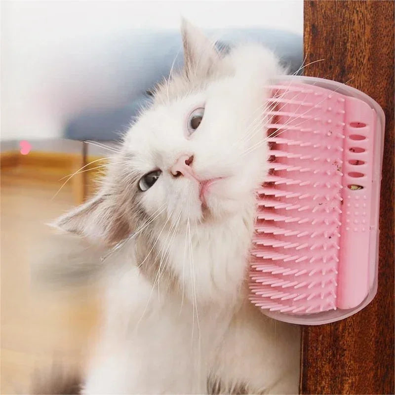 Cat Self Groomer With Catnip Cats Wall Corner Massage Comb Brush
