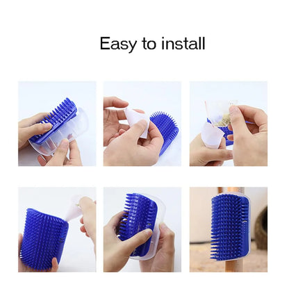 Cat Self Groomer With Catnip Cats Wall Corner Massage Comb Brush